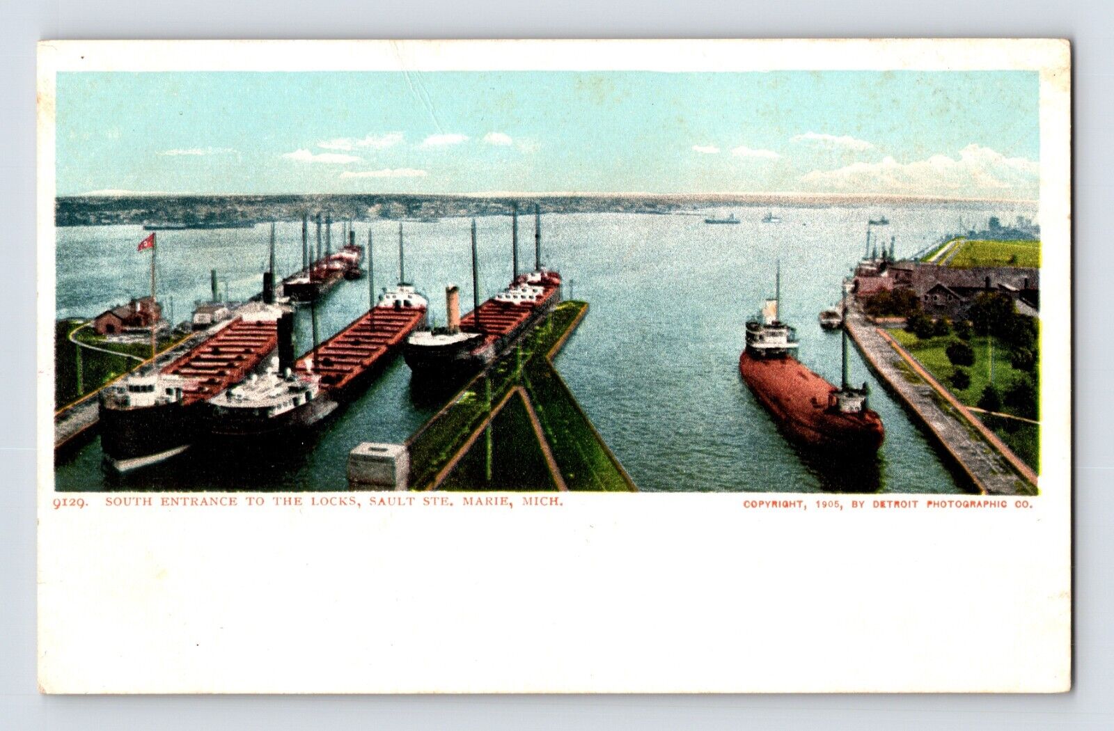 Postcard Michigan Sault Ste Marie MI Locks Ships Pre-1907 Unposted Undivided