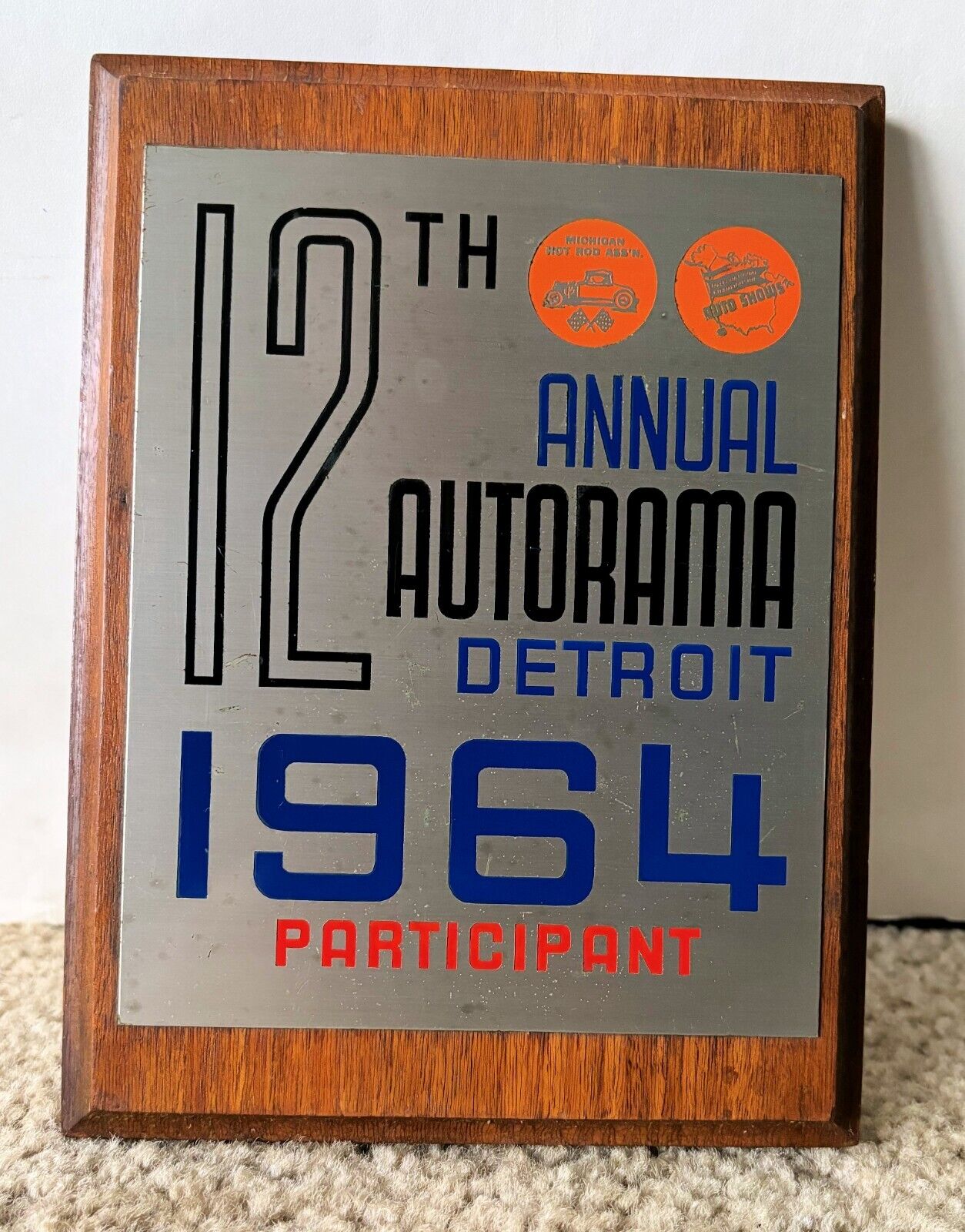 Detroit Autorama Plaque 1964 12TH Annual Original Owner
