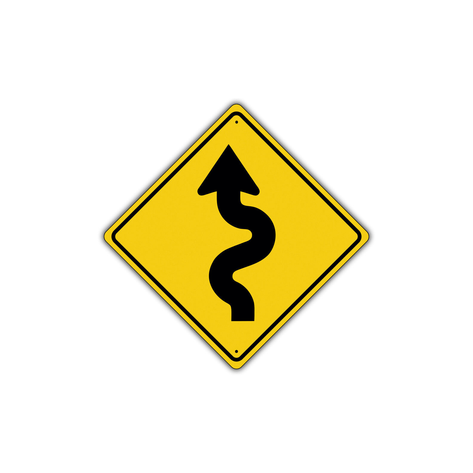 Left Winding Road with Sharp Turn Symbol Novelty Aluminum Metal Sign 12x12