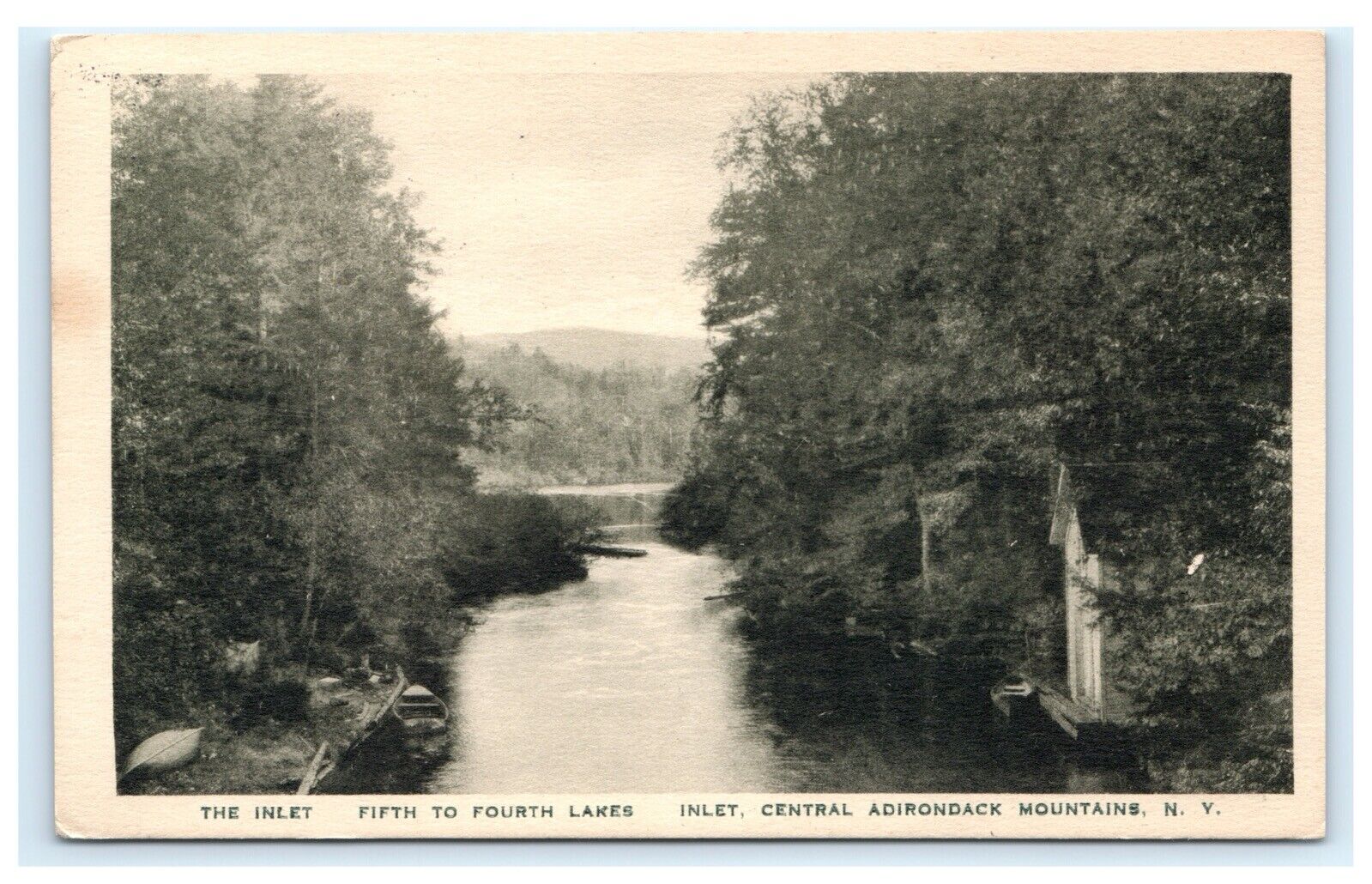 Inlet Fifth to Fourth Lakes Central Adirondack Mountains NY Postcard F14