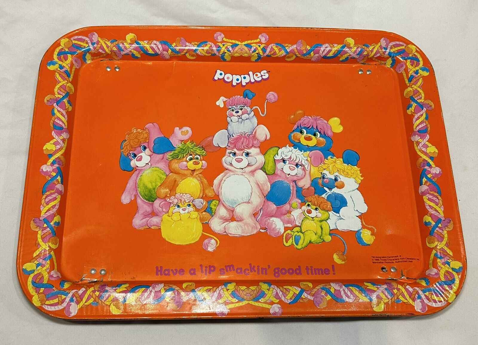 Popples Folding Tray VTG1986 Have a Lip Smacking ' Good Time Metal TV Legs