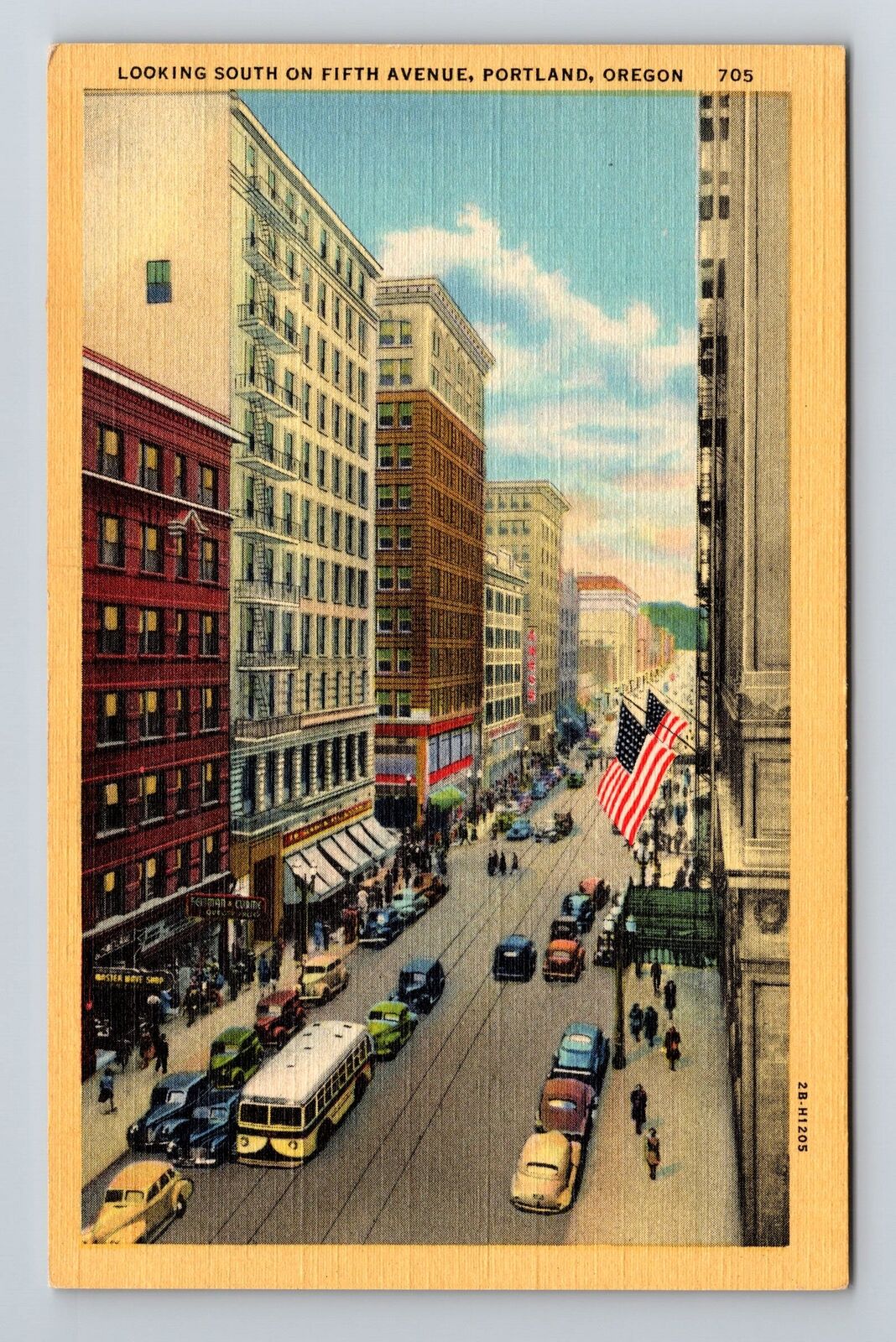 Portland OR-Oregon, Looking South On Fifth Avenue Vintage Souvenir Postcard