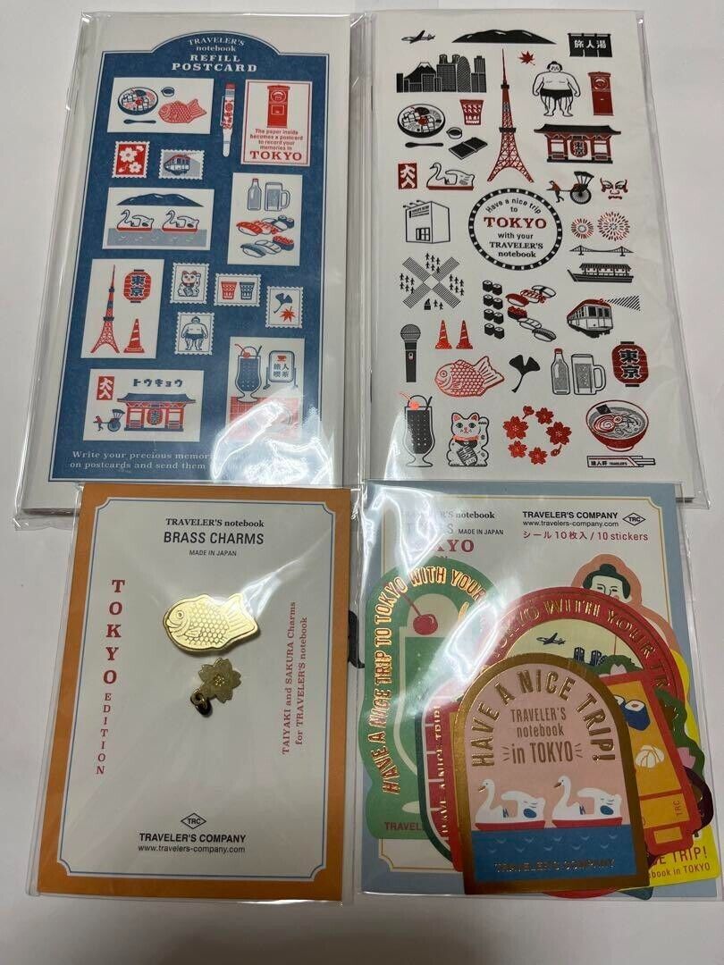 Traveler's Notebook Brass Charm TOKYO Traveler's Factory Refill Sticker Set