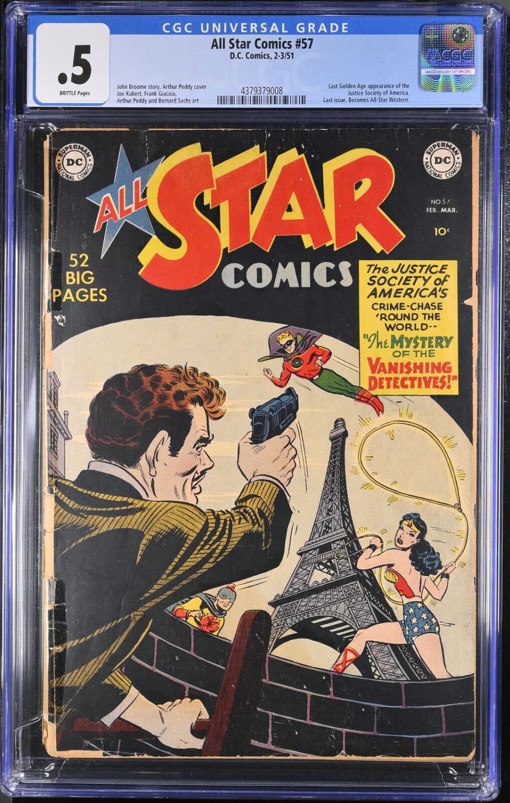 1951 All Star Comics 57 CGC .5  Wonder Woman Green Lantern Cover. Last Issue.