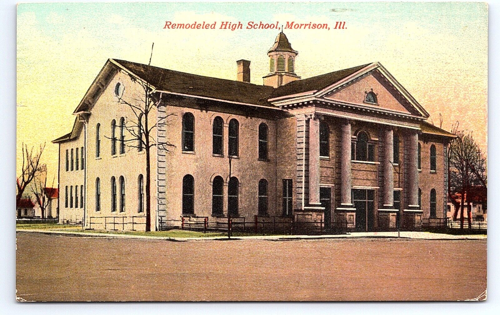 Postcard Remodeled High School Morrison Illinois IL