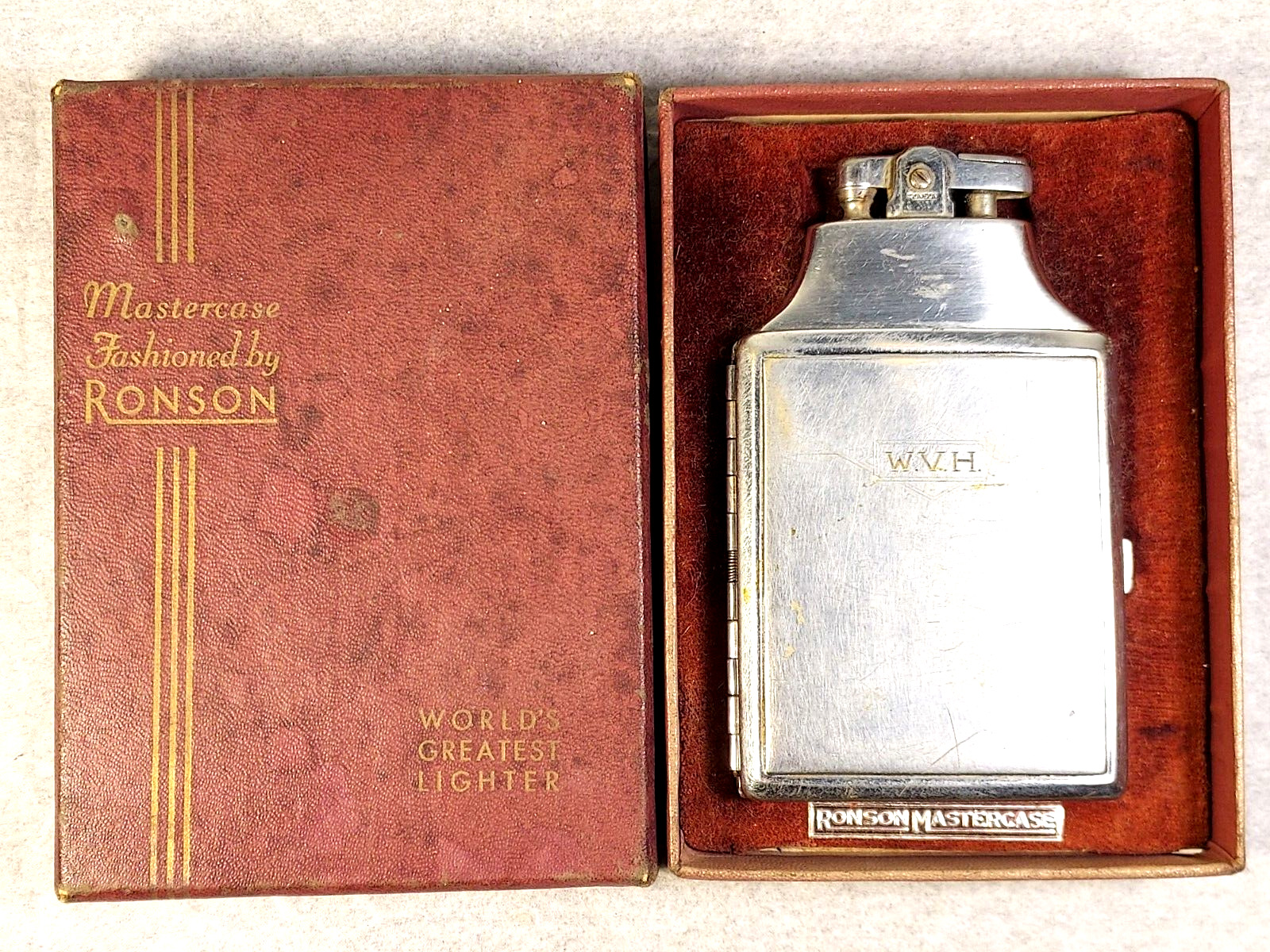 Vintage Ronson Mastercase Lighter & Cigarette Holder w/Original Box