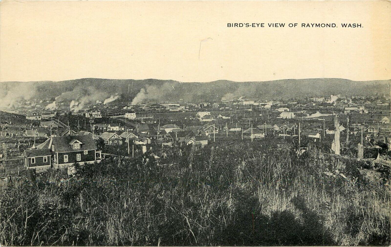 c1910 Postcard; Raymond WA Birdseye View, Pacific County Unposted
