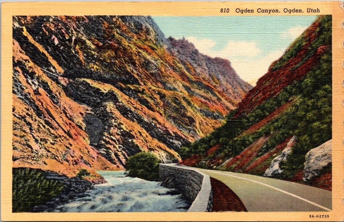 Postcard Utah Ogden Canyon Linen 1930s Missing Salt Bag Deseret Book Company UT