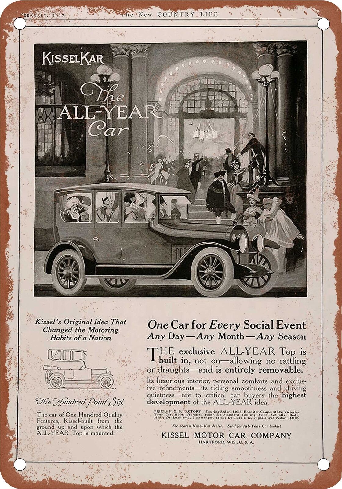 METAL SIGN - 1917 Kissel Vintage Ad 01 - Old Retro Rusty Look