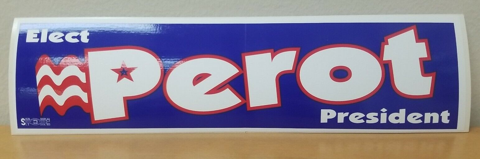 Vintage Elect ROSS PEROT President Campaign Bumper Sticker 1992 Authentic