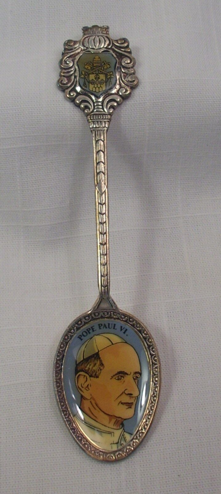Vintage REU - W.Germany - Silver Plated/Enamel Pope Paul VI Collectable Spoon #1