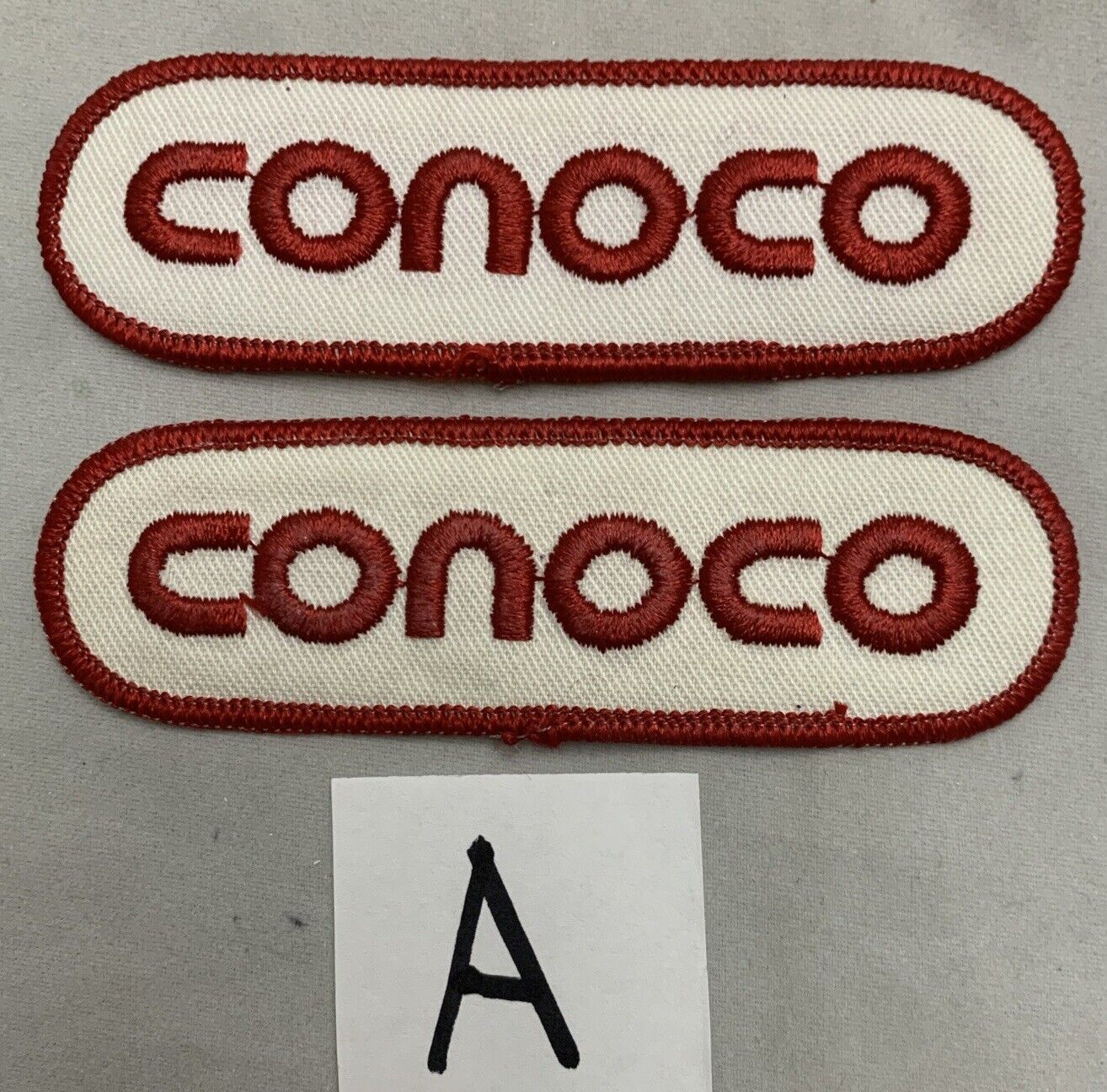 Set of 2 Vintage Conoco Sew on Patch Badge 4”x 1.25”  Uniform Oil  Advertising