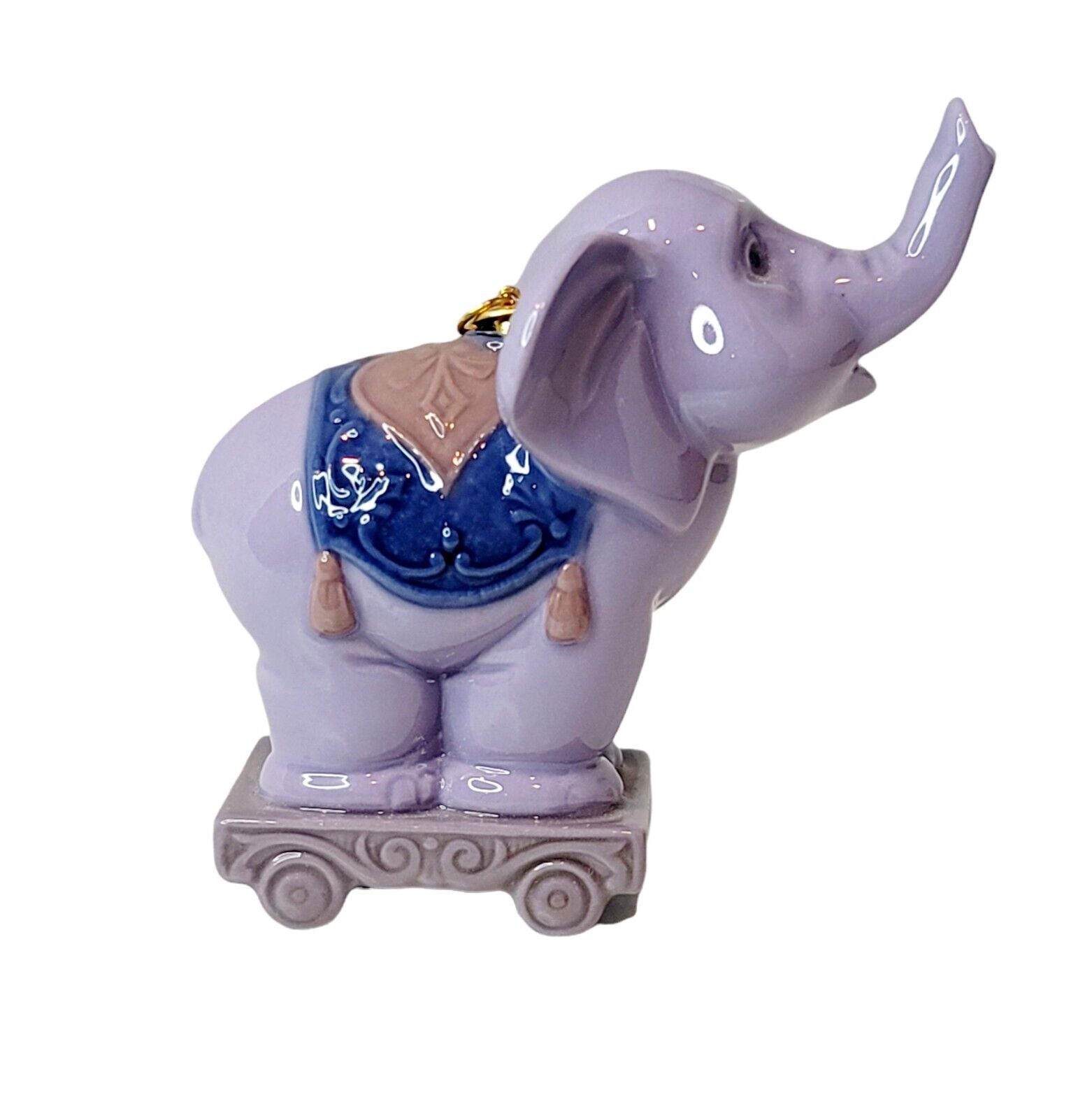 LLADRO Circus Star Santa\'s Workshop Purple Elephant Porcelain Ornament #6388 