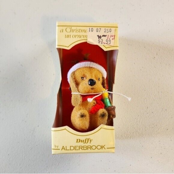 Vintage Christmas Tree Ornament Critter Sitter Duffy Santa Hound Dog Puppy Box