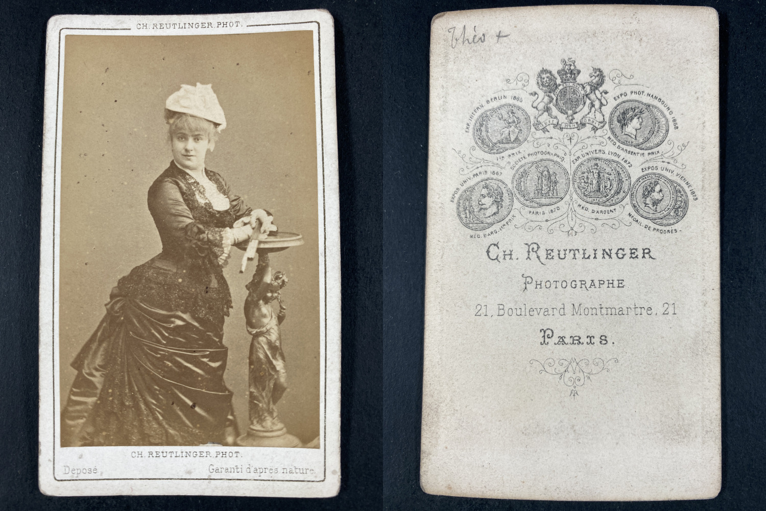 Reutlinger, Paris, Louise Théo, Vintage Singer CDV Albumen Print CDV, Print