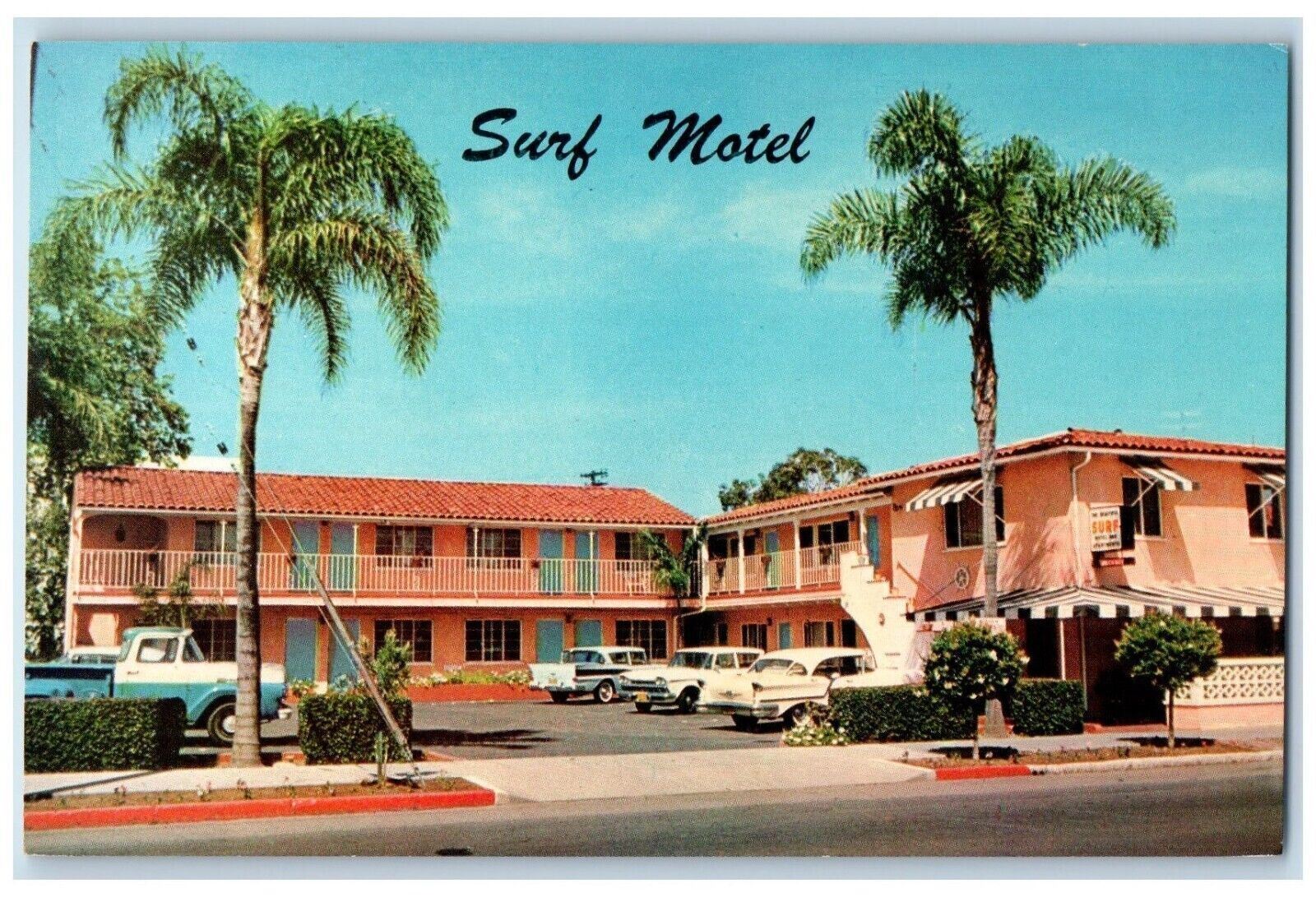 c1960\'s Surf Motel And Cars Roadside Santa Barbara California CA Postcard