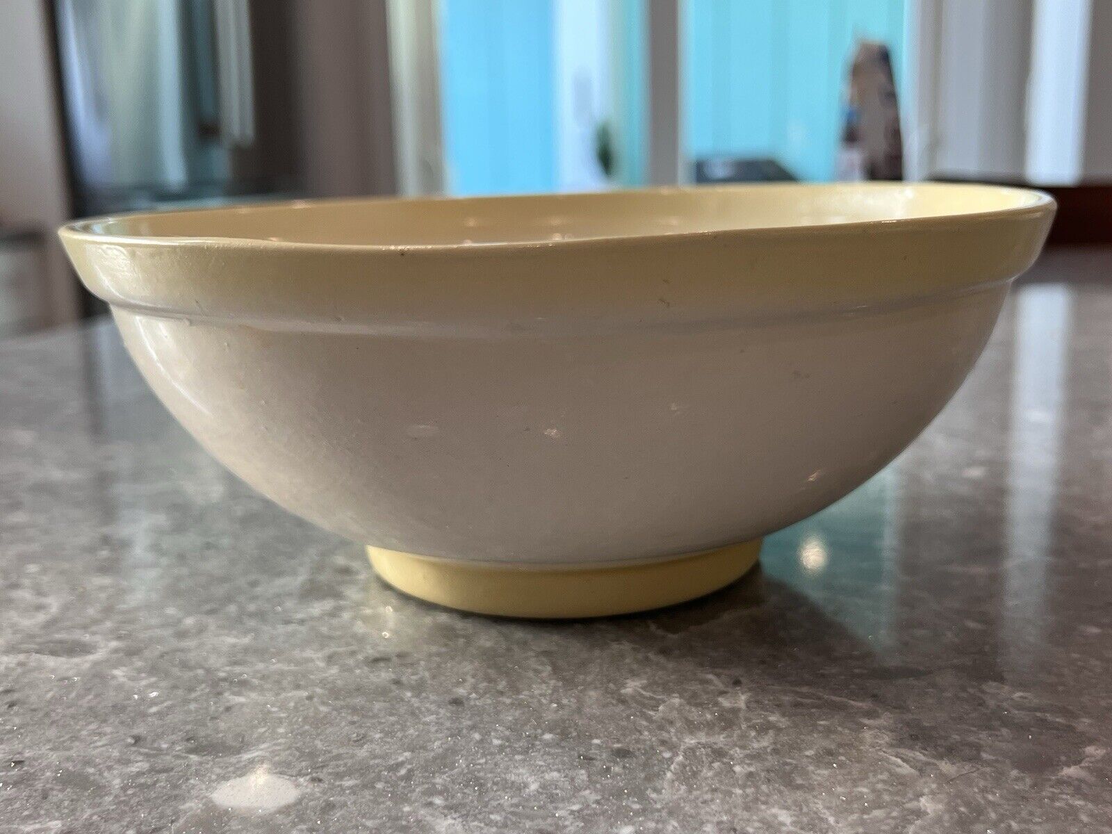 Vintage 1960’s MCM 8.5” Yellow & White Mixing Bowl