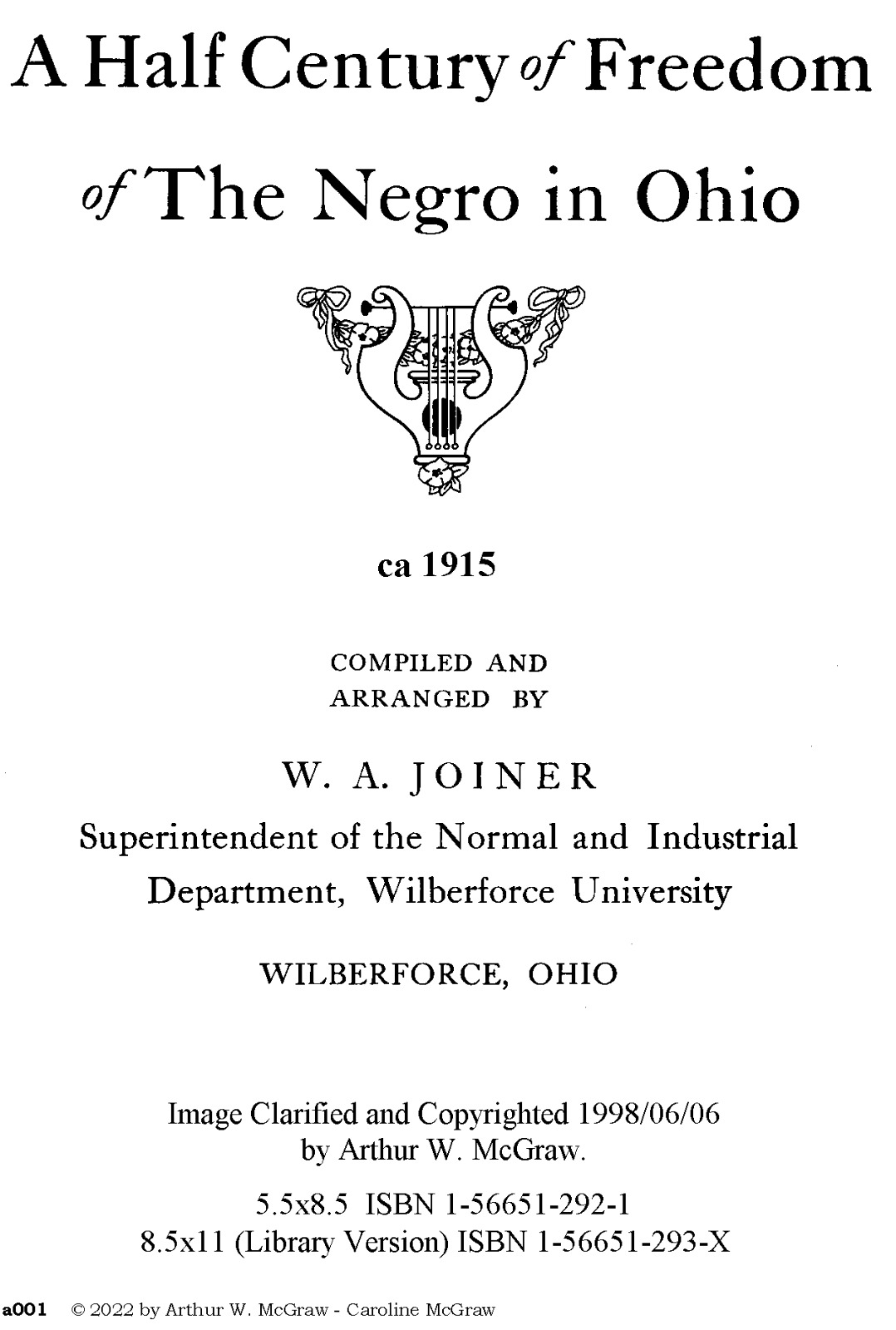 50 Years of Negro Freedom in Oh. ca1915 W. A. Joiner Wilberforce pdf