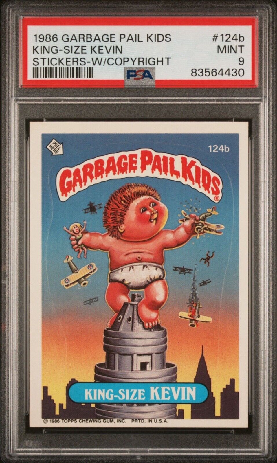 1986 Topps Garbage Pail Kids GPK King Size Kevin w/ Copyright PSA 9 Mint #124b 