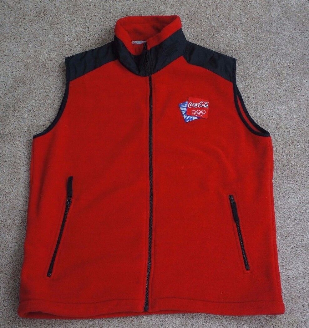VTG Coca Cola 2002 Salt Lake Olympic Fleece Ski Red Vest Men\'s Size M