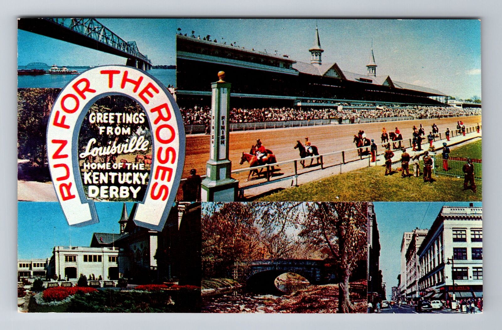 Louisville KY- Kentucky, Churchhill Downs, Antique, Vintage Souvenir Postcard