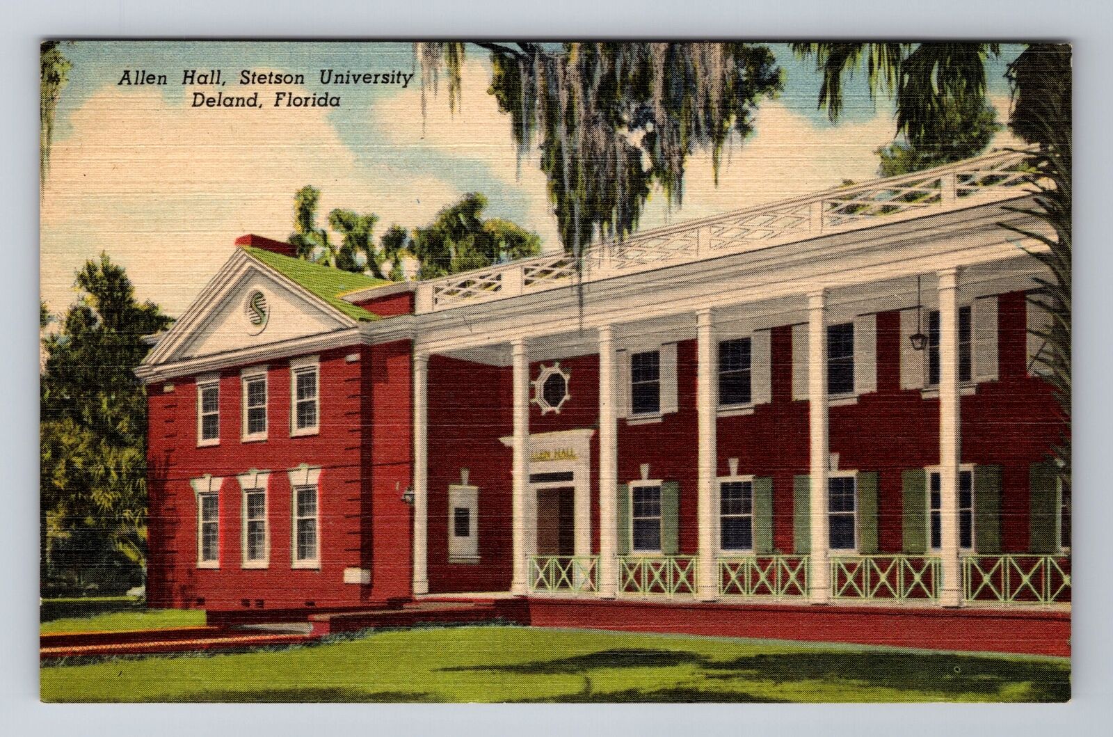 Deland FL-Florida, Stetson University Allen Hall, Antique Vintage Postcard