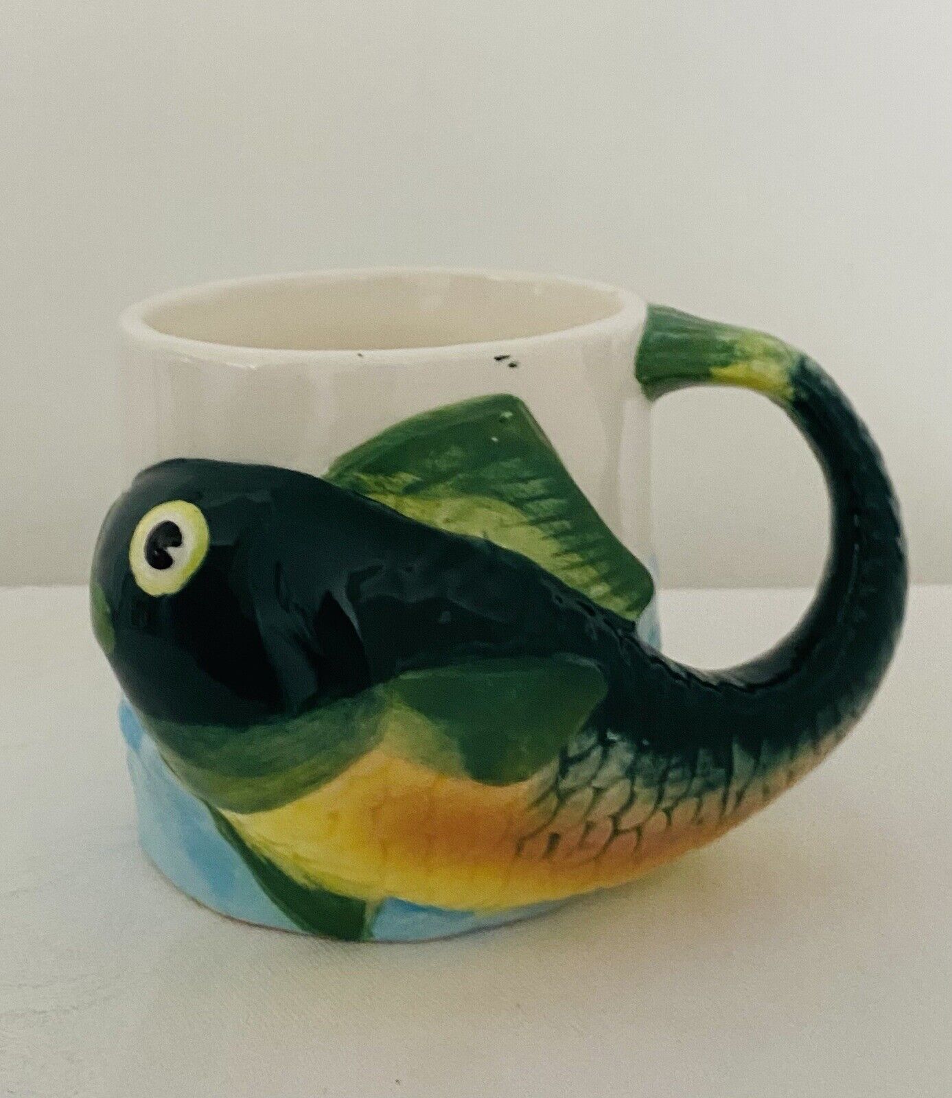 Vintage Russ Berrie 3D Ceramic Trout Fish Coffee Mug Colorful Unique for Display
