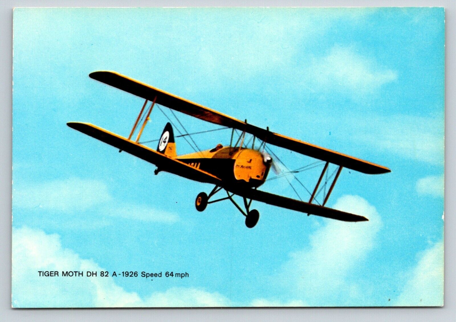 De Havilland Tiger Moth RAF WARBIRD BIPLANE 4X6 Postcard VINTAGE