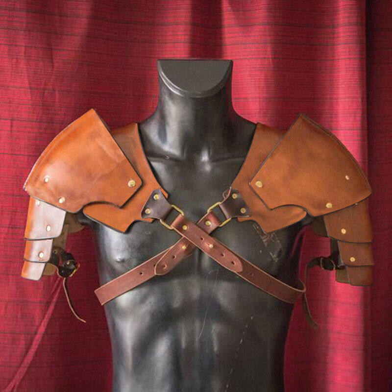 Medieval Vintage Pauldrons Shoulder Armor Cosplay Costume Party Faux Leather NEW