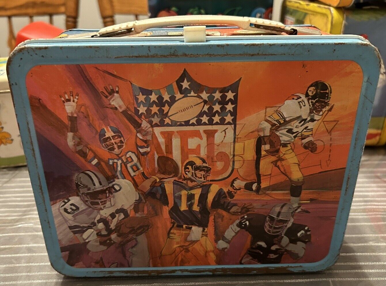 NFL LUNCH BOX FOOTBALL AFC/NFC CONFERENCE FOOTBALL METAL VINTAGE 1978