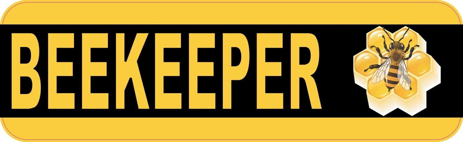 10in x 3in Black and Yellow Beekeeper Magnet