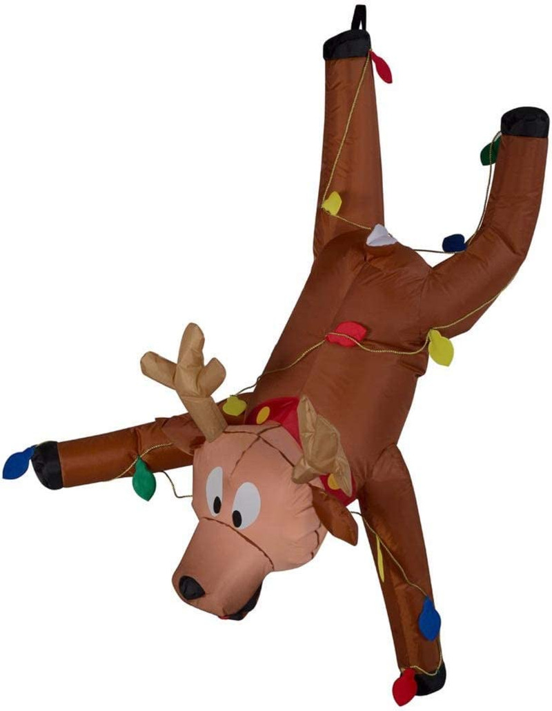4\' LED Hangin\' on Reindeer Inflatable