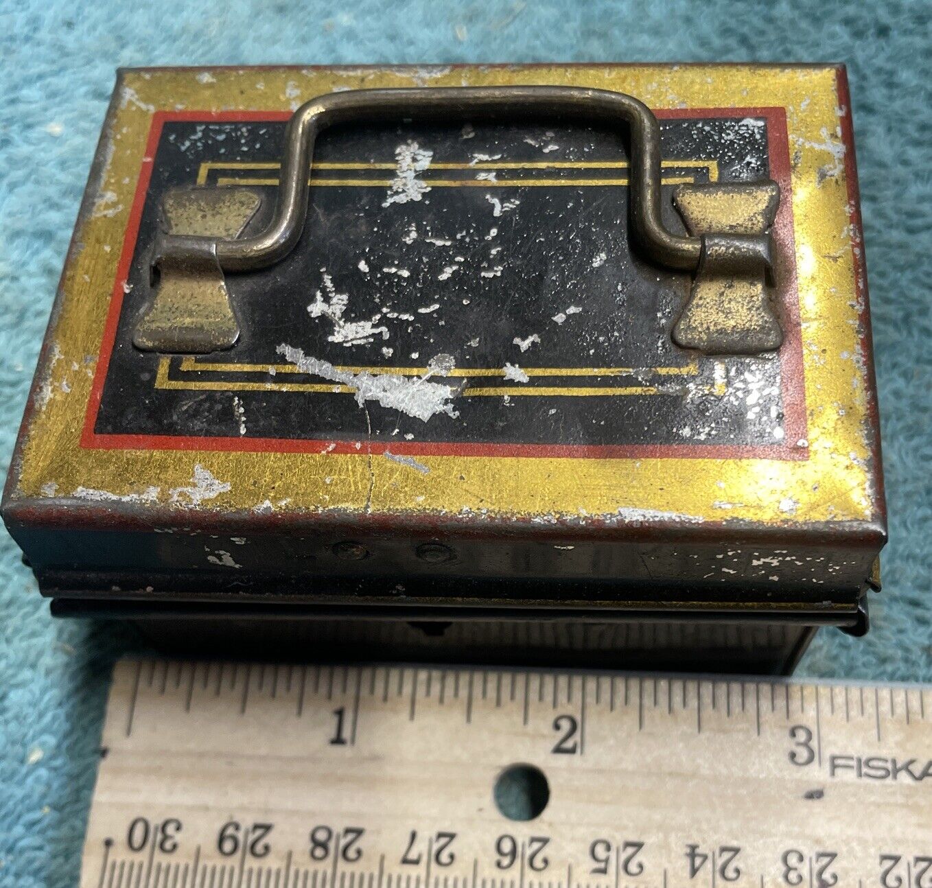 Antique Tiny Metal Box Lockable W/ No Key