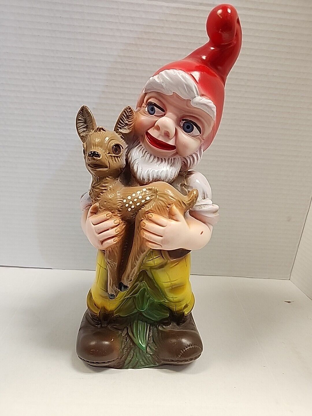 Vintage ZEHO West GERMANY Garden Elf Gnome Heavy Plastic Deer With Gnome