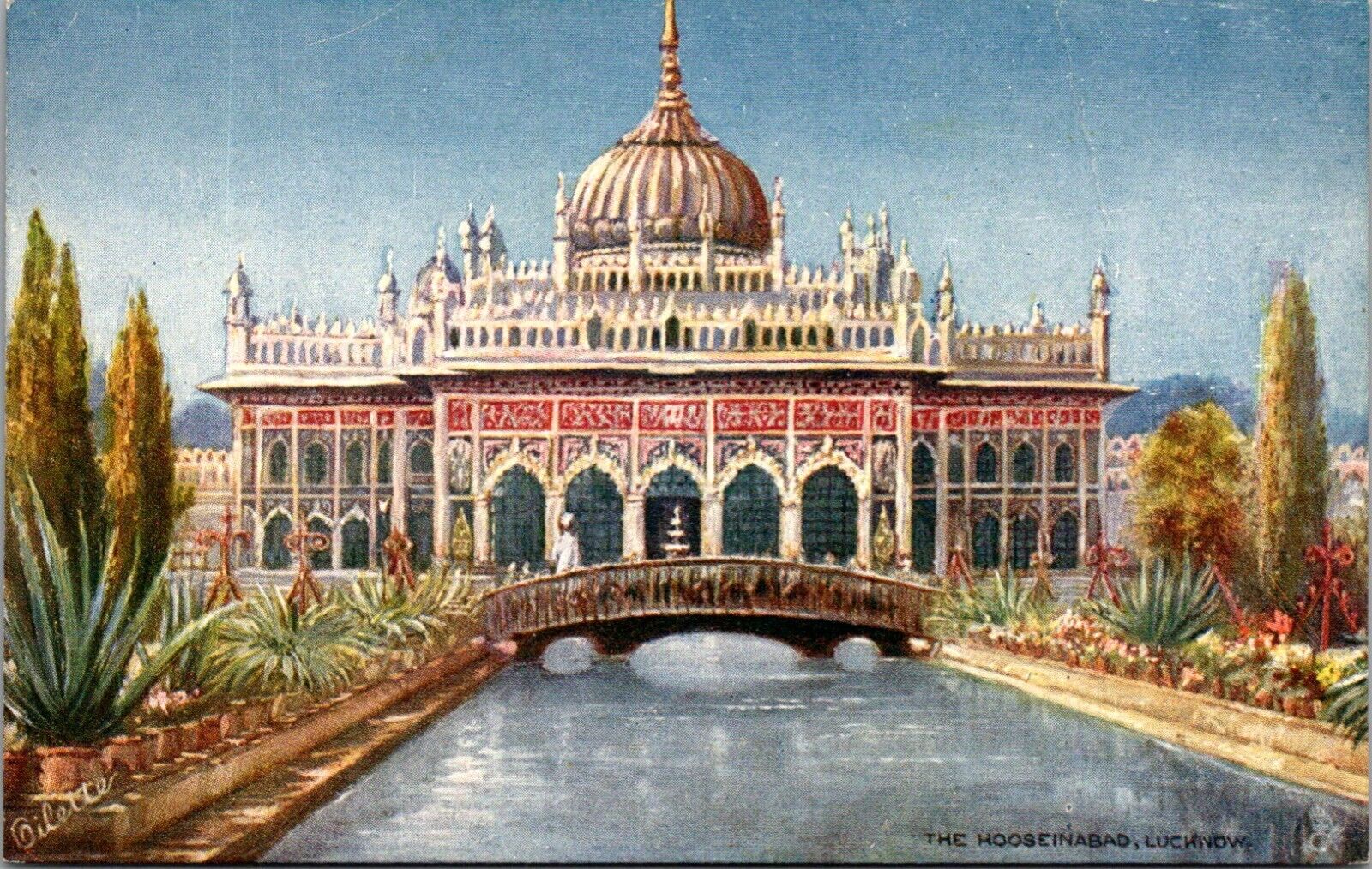 Tucks#7236 The Hoseeinabad Lucknow India Tomb of Muhammad Ali Shah Bridge Garden