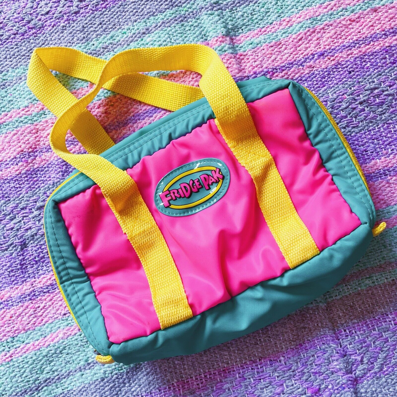 VINTAGE Neon Colorful 80s 90s Kid Fridge Pak Lunchbox