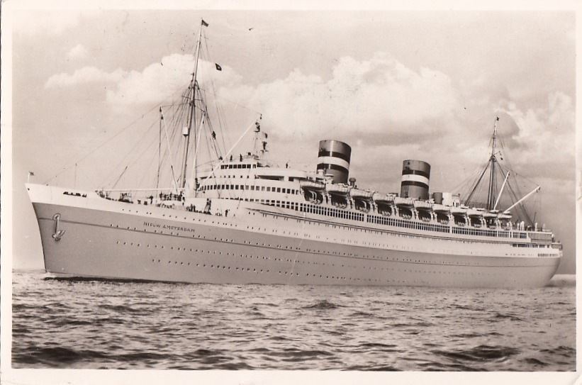 Postcard RPPC Ship SS Nieuw Amsterdam 1958