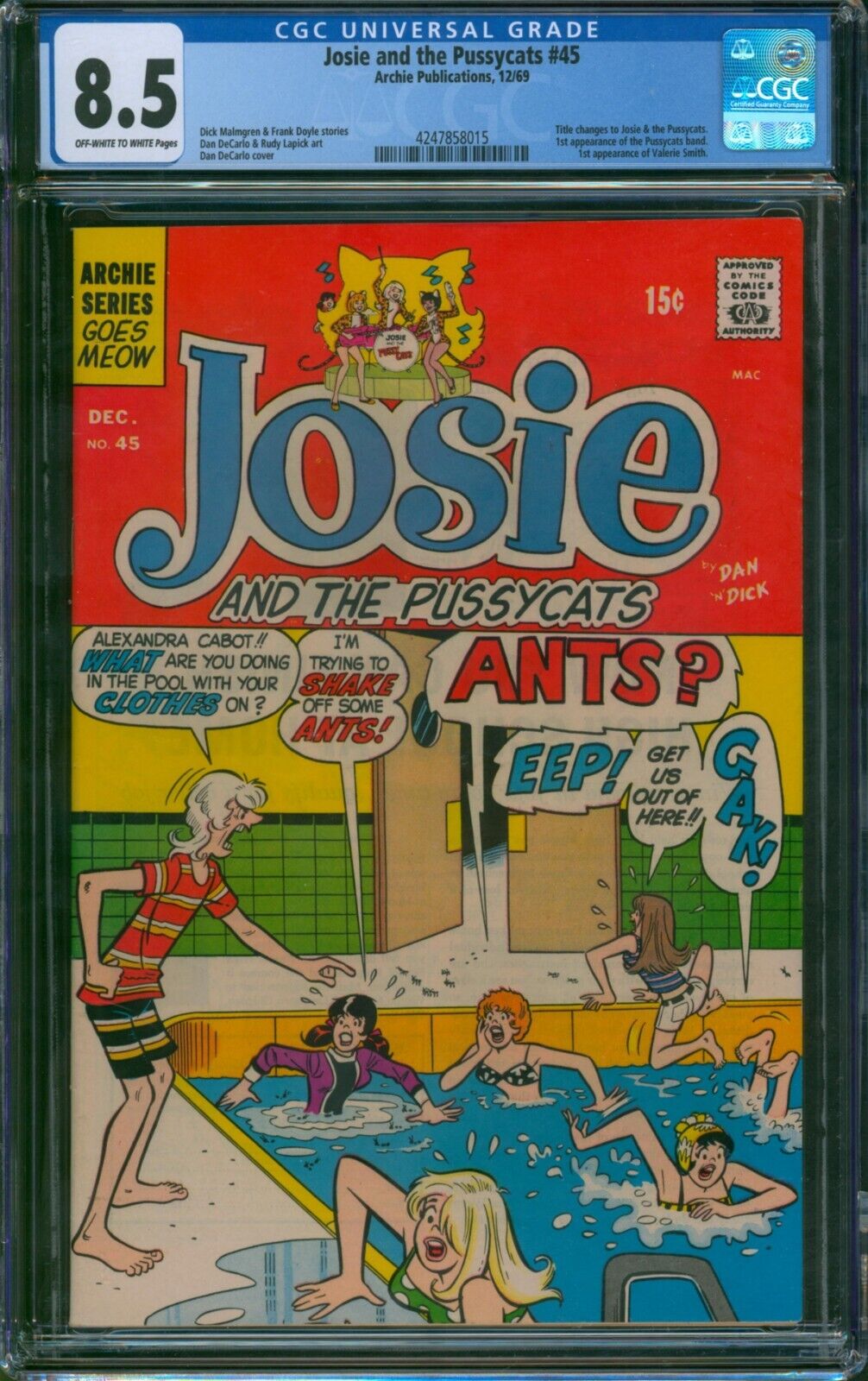 Josie and the Pussycats #45 ⭐ CGC 8.5 ⭐ 1st Pussycats Band & Valerie 1969 Archie