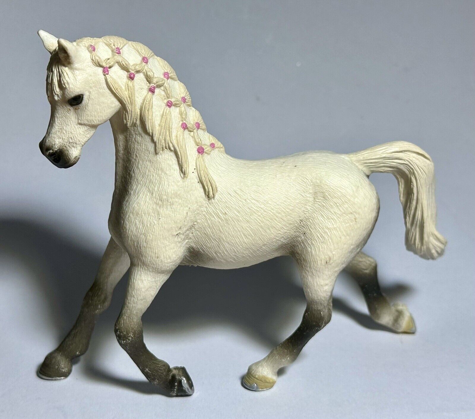 Retired Schleich Arabian Mare Horse White Pink Ribbons 4\