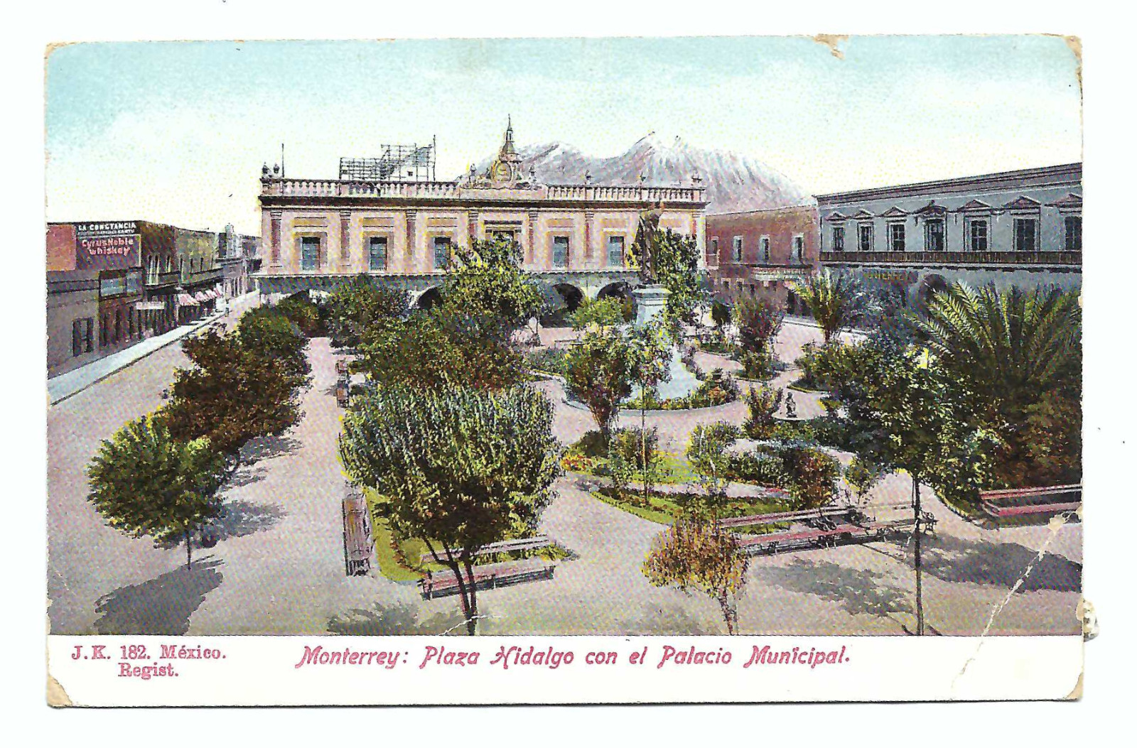 Monterrey Mexico, Plaza Hidalgo con el Palacio Municipal Vintage Postcard