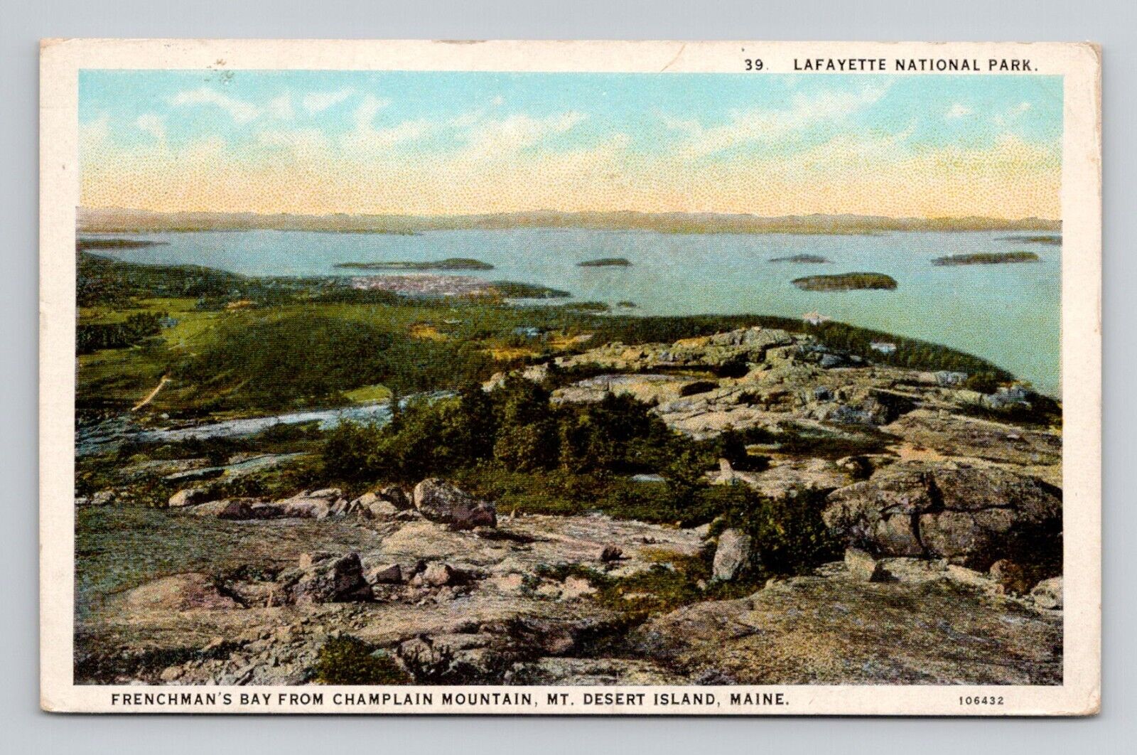 Postcard Frenchman's Bay Mt Desert Island Maine Lafayette Park, Vintage M3