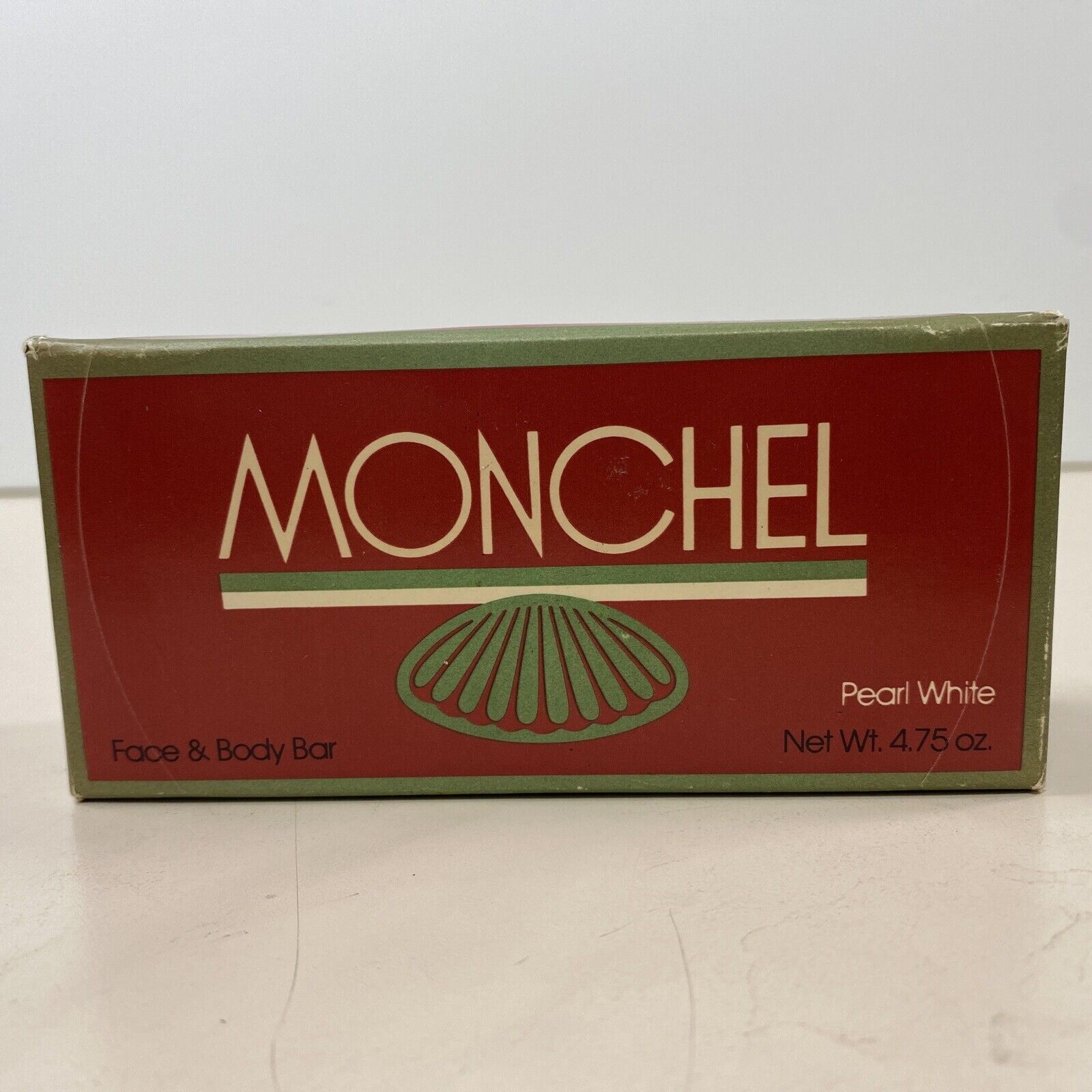 vintage MONCHEL Bath size pearl white face and body bar 1982 NOS Advertising