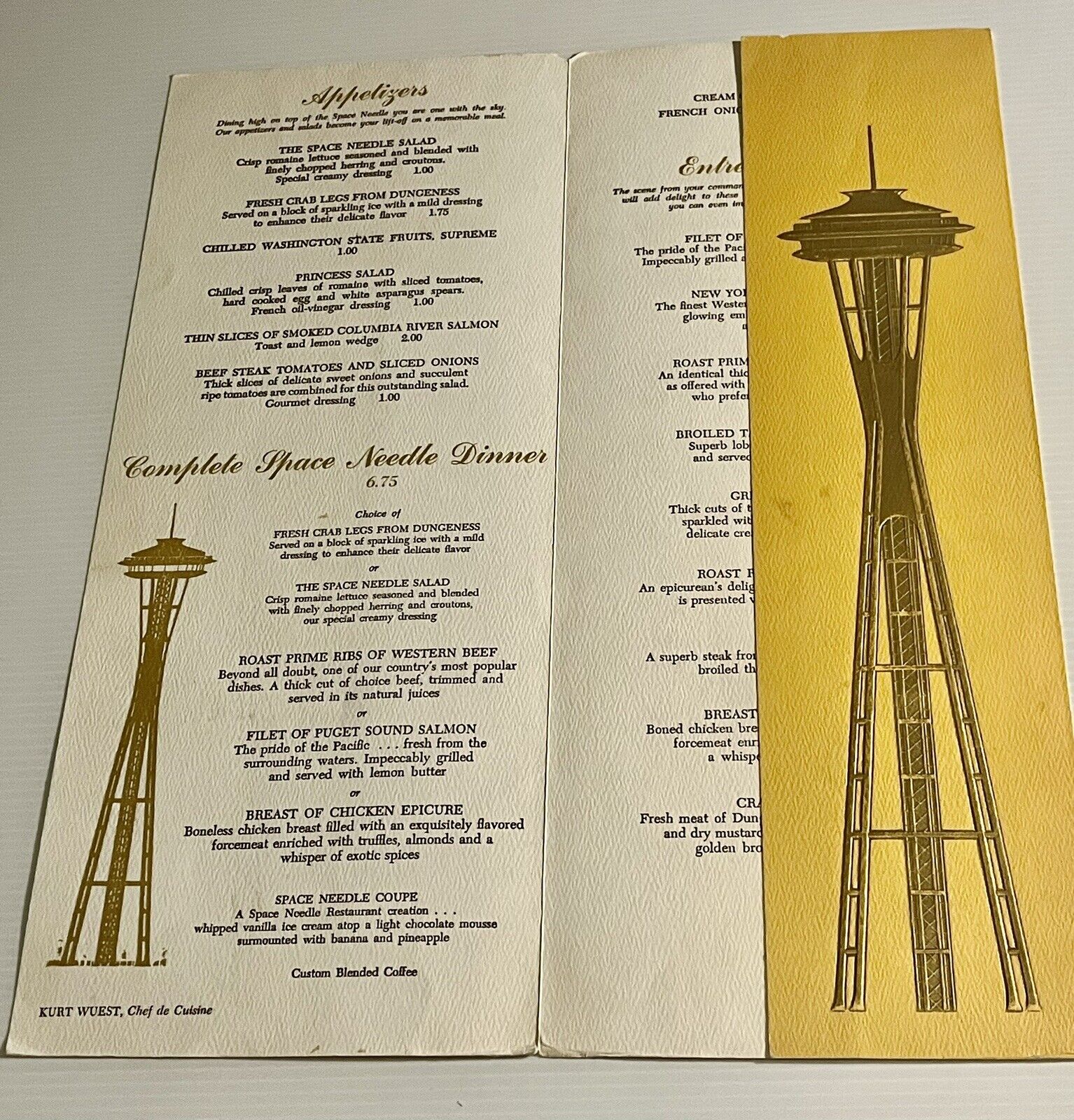 Vintage Space Needle Restaurant Menu Seattle 1963 original