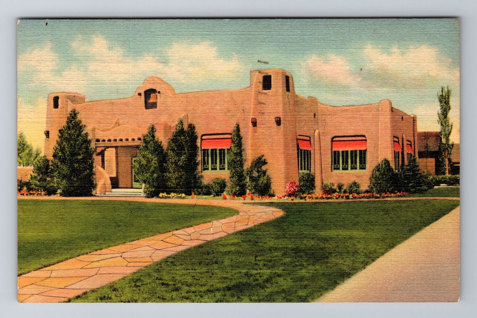 Albuquerque NM-New Mexico, Public Library, Antique Vintage c1941 Postcard