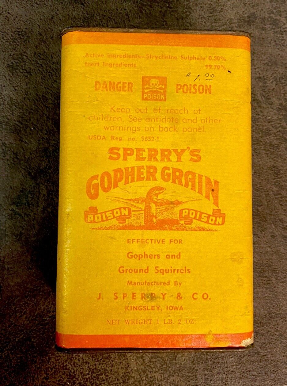 Vintage J Sperry & Co. Gopher Grain  Metal Can - Kingsley Iowa