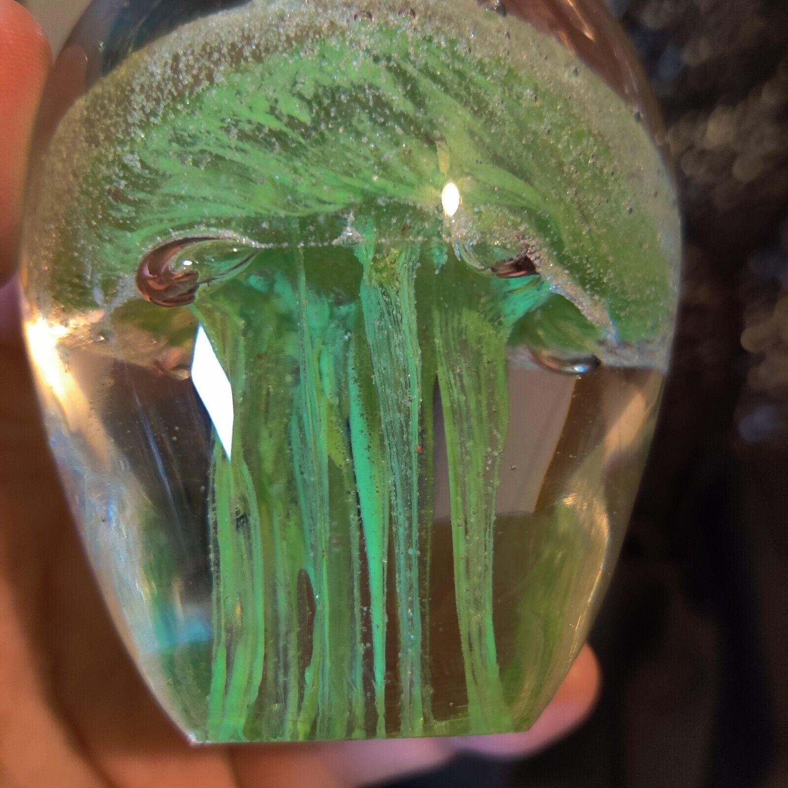 Vintage Glass Jellyfish Paperweight