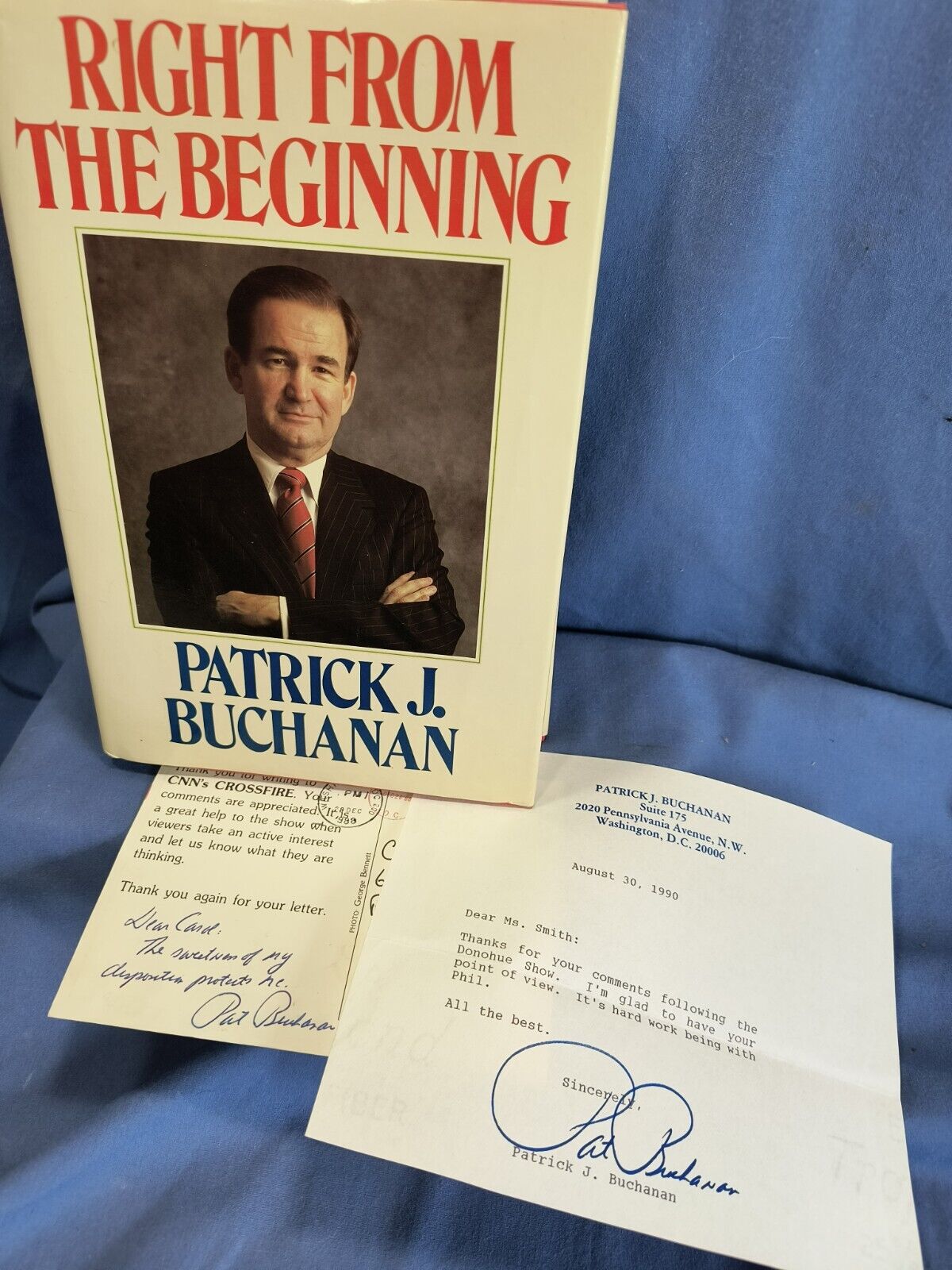 Patrick Buchanan SIGNED Lot Book CNN Crossfire Letter Right From The Beginning