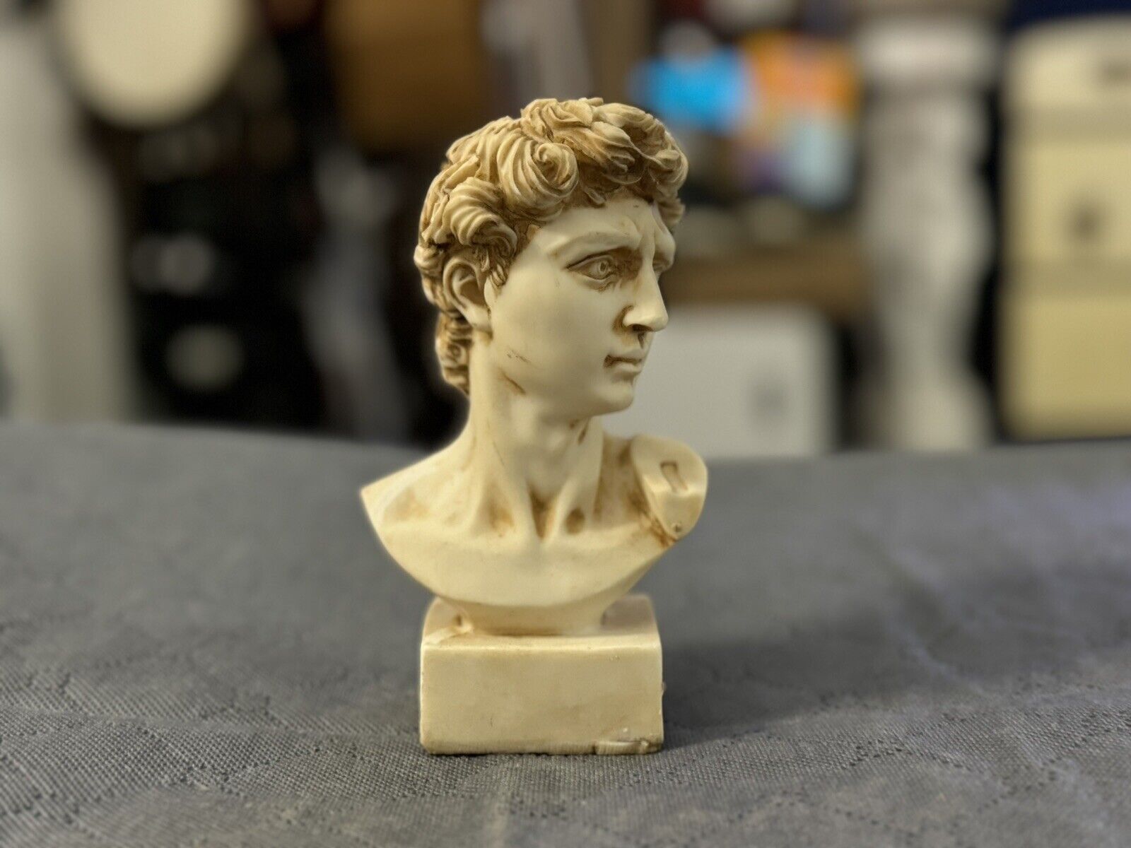 Classic Greco Roman Bust Alexander Caesar Augustus Beautiful Resin 5” Sculpture