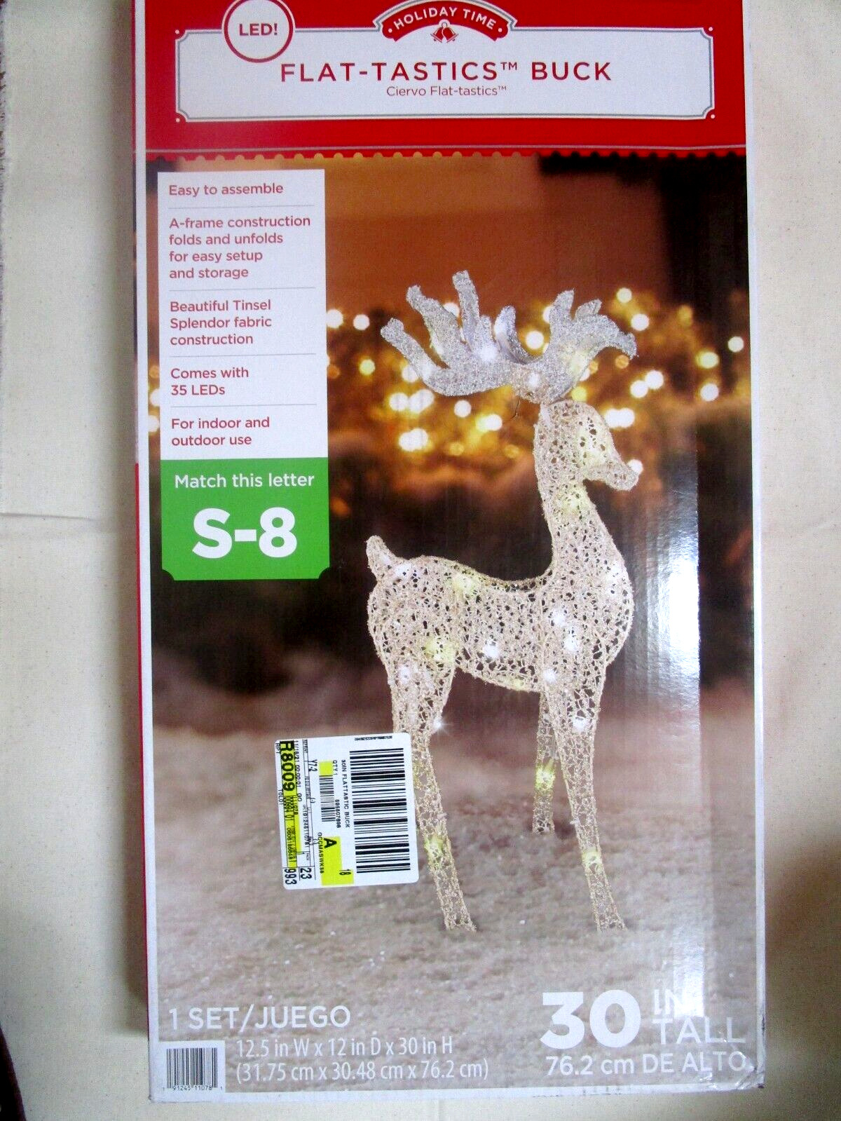 HOLIDAY TIME 30in FLAT-TASTIC BUCK WITH 30 LED LIGHTS YARD DECOR - NEW