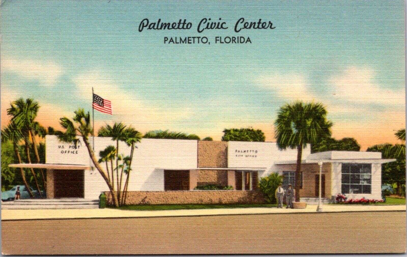Linen Postcard Palmetto Civic Center in Palmetto, Florida